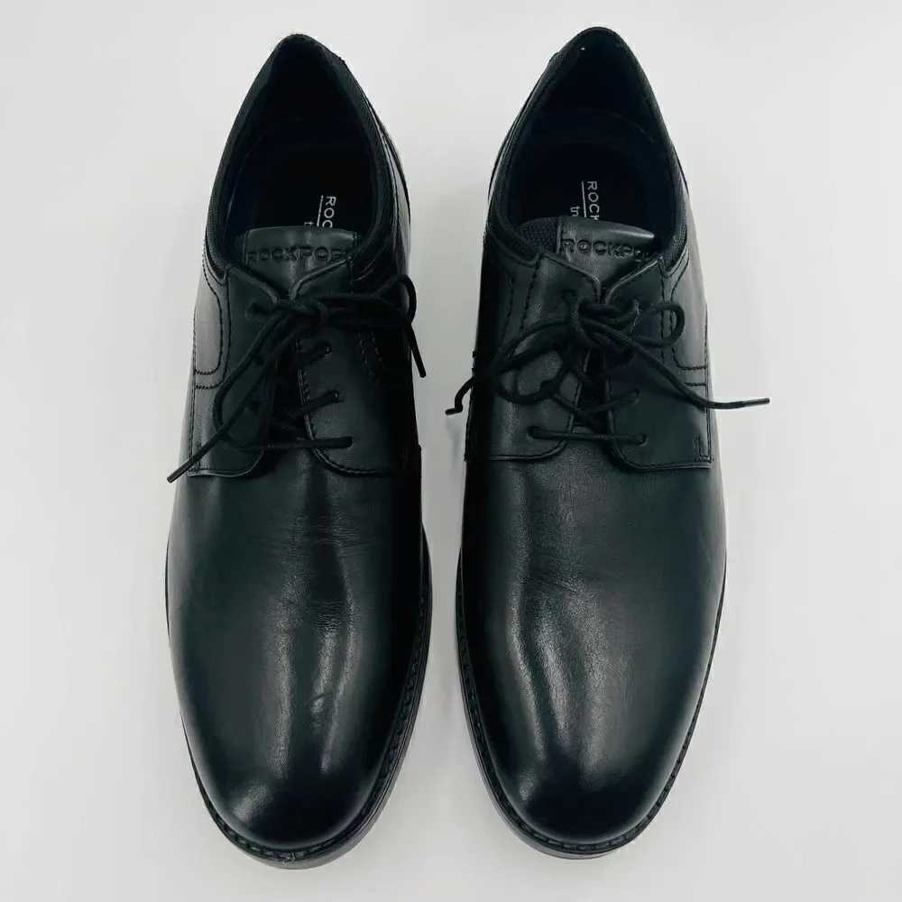 Rockport Trutrech Bryant Plain Toe Oxford Black Leather Shoe Size 11 NWOB